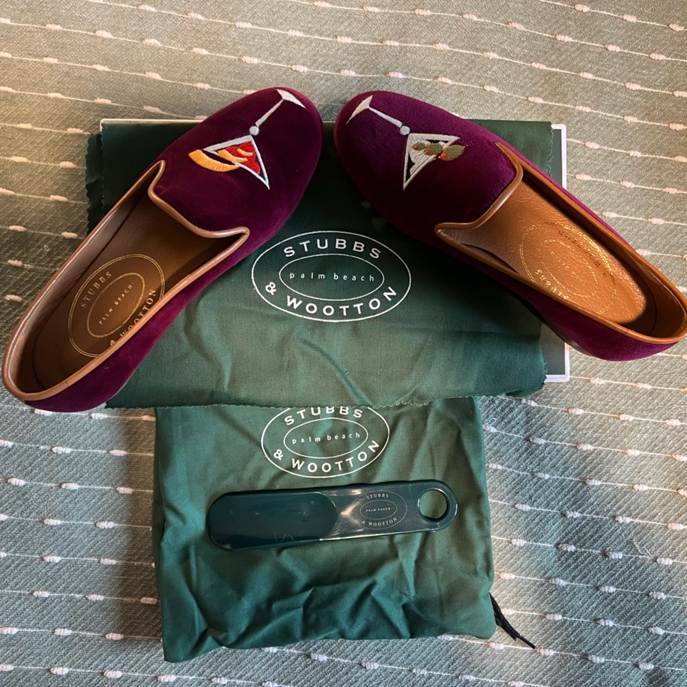 Stubbs & Wootton Purple Velvet Martini shoes Women’s Sz 6